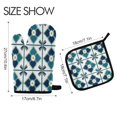 thumbnail image 2 of Yayeee Oven Mitts and Pot Holder Set of 2 Heat Resistant Kitchen Gloves Baking Hot Pad, Blue Mosaic Pattern, 2 of 5