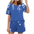 thumbnail image 1 of Ensembles de Pyjama pour Femmes à la Mode Décontractés Couleur Unie Manches Courtes Col Rond Haut et Pantalon de Détente, 1 of 6