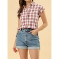 thumbnail image 2 of INSPIRE CHIC Women's Casual Plaids Short Sleeves Button Down Shirts, 2 of 6