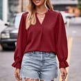 thumbnail image 4 of BLVB Women's Spring Fall Tops Trendy V Neck Long Sleeve Shirts Casual Loose Comfy Ladies Blouse Tee, 4 of 9