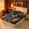 thumbnail image 4 of Erosebridal Halloween Spider Twin Sheets, Candle Autumn Bedding, Dark Gray Orange, Black Reversible, 3pcs, 1 Flat Sheet, 1 Fitted Sheet and 1 Pillowcase, 4 of 6