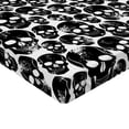 thumbnail image 2 of Ambesonne Gothic Fitted Sheet 2 Pcs Set, Grunge Black Skulls, California King, Black White, 2 of 3