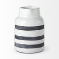thumbnail image 2 of 9" Rustic White And Blue Stripe Ceramic Jug, 2 of 5