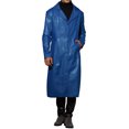 thumbnail image 2 of INSPIRE CHIC PU Faux Leather Long Jacket for Men's Lapel Gothic Trench Coat Outwear, 2 of 4