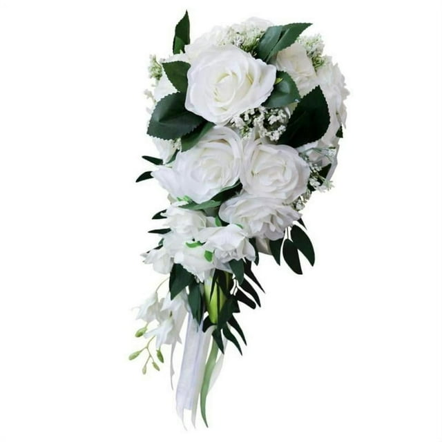 Bouquet de Mariée Main Tenant des Fleurs Artificielles Blanc