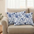 thumbnail image 2 of White Blue Spring Floral Outdoor Waterproof Pillow Covers, Summer Botanical Hummingbird Decorative Rectangle Throw Pillowcase Sofa Cushion Sham for Patio/Couch/Chair, 20"x12" 2 Pack, 2 of 8