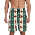 thumbnail image 1 of Balery Christmas Snowflakes Plaid Pantalones cortos de pijama de punto de algodón para hombre con cinturilla y bolsillos-4X-Large, 1 of 6