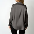 thumbnail image 4 of Royisotas Fall Women Tops Long Sleeve Casual Lapel Women's Button Down Shirts Solid Color Gray Dressy Collared Satin Button up Shirts, 4 of 6