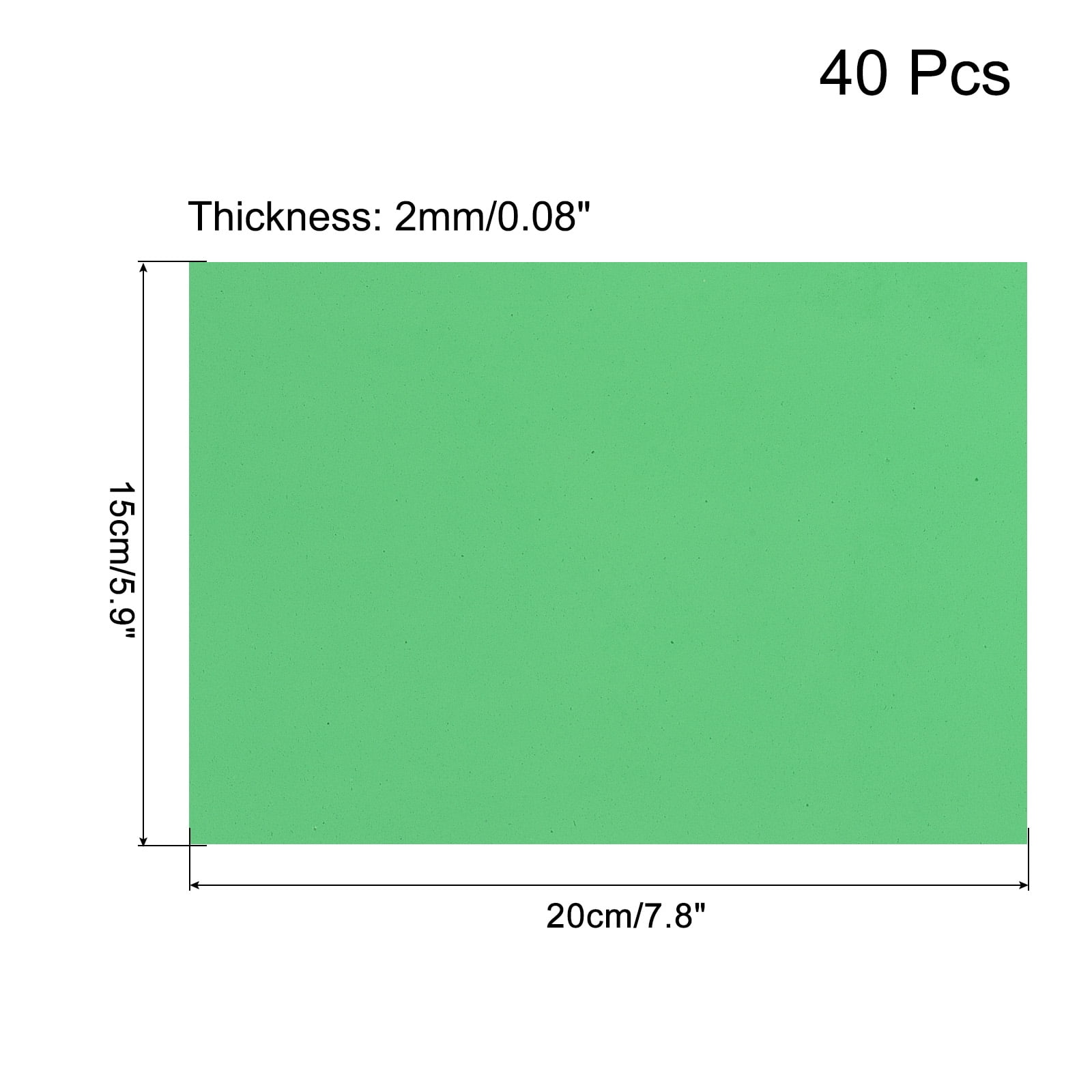 Uxcell 40 Pack EVA Foam Sheets Green 7.8 Inch x 5.9 Inch 2mm Thick Crafts Foam EVA Sheets for Costumes, Crafts Projects