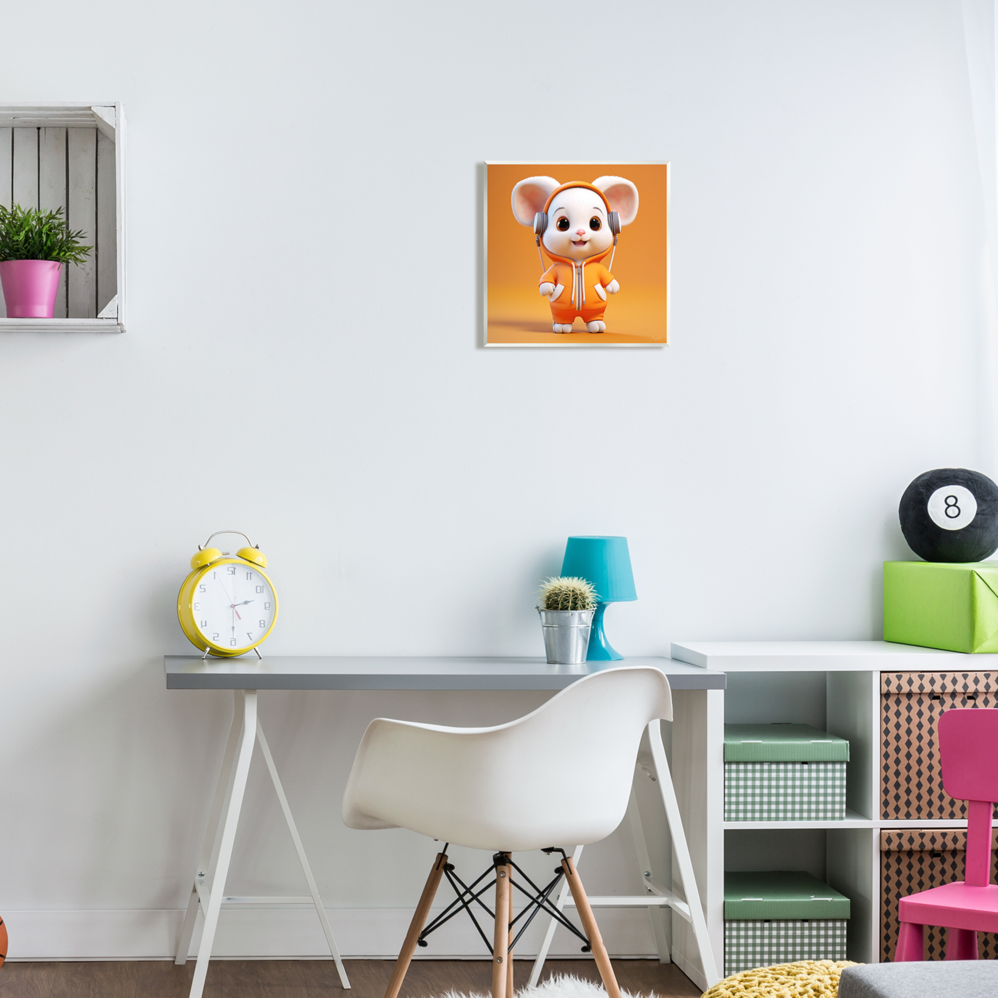 Stupell Industries Mouse with Headphones Animals & Insects Painting Unframed Art Print Wall Art, 12 x 12