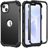 for iPhone 14 Case, Slim Dual Layer 3 in 1 Heavy Duty Protection Hybrid Hard PC Soft Silicone Rugged Bumper Anti Slip Full-Body Protective Cases for iPhone 14, Black