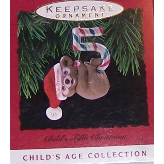 1 X Hallmark 1993 Child's Fifth Christmas Keepsake Ornament QX5222