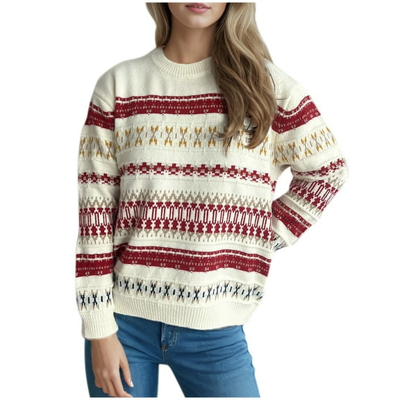 PFRNLF Sweaters for Women Casual Classic Long Sleeve Vintage Knit Chunky Pullover Sweater
