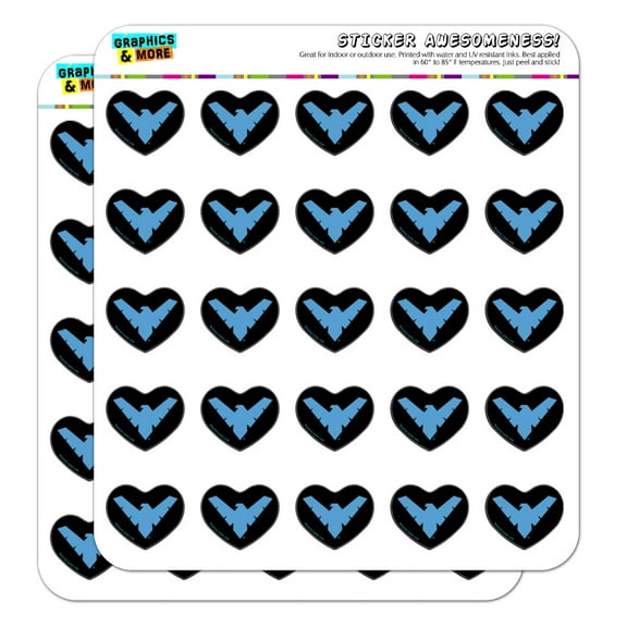 Batman Nightwing Logo Heart Shaped Planner Calendar Scrapbook Craft Stickers