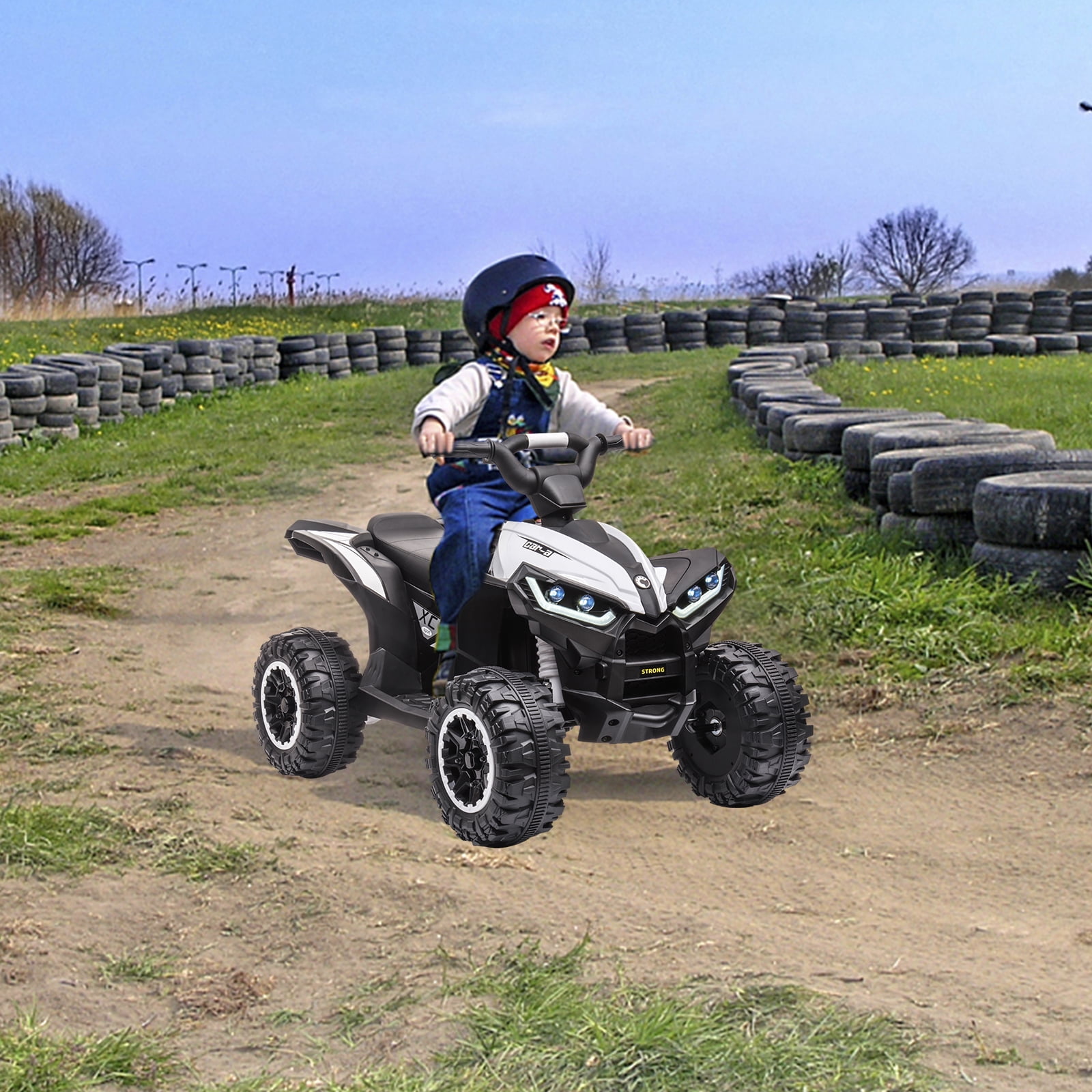 Accreate Battery Powered 12V Kids Electric ATV, Dual Motor 4-Wheeler with Parent Remote, Music Dashboard, 1.9–3.1 MPH, 7AH, Shock Absorber, Front Lights, for Children Ages 3–8, 40–60 Min Run Time
