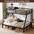 thumbnail image 2 of Miniyam Twin Over Full Metal Bunk Bed Frame with Ladder and Guardrails, Black, 2 of 8