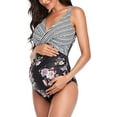 thumbnail image 4 of Summersunshine Maternity One Piece Swimwear Front Cross Pregnancy Swimsuit Bathing Suit Maternity Bikini Black Floral L, 4 of 7