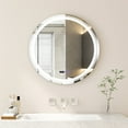 thumbnail image 1 of Gymax Round Led Bathroom Mirror w/ Temperature Display & 3 Color LED Lights Time, 1 of 10