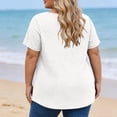 thumbnail image 4 of STETMN V Neck Casual Top for Women Oversized Short Sleeve Loose T-shirt Pleated Basic Summer Tee, 4 of 5