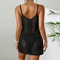 thumbnail image 4 of WXLWZYWL Summer Dress Women'S Solid Sleeveless Suspender V-Neck Hollow Beach Bikini Cover Up Lace Up Dress Black, 4 of 4