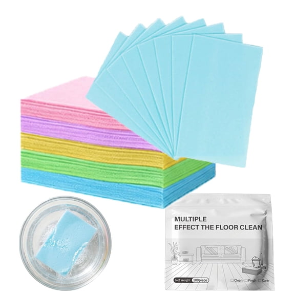 100 Piece Floor Cleaning Tablets Multi-Surface Cleaner - Dissolvable Sheets for Tile, Vinyl, Laminate, Hardwood, Strong Stain Removal