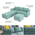 thumbnail image 5 of HONBAY Modular Convertible Fabric Sleeper Sectional Sofa Bed 6 Pieces with Storage Ottomans, Aqua Blue, 5 of 8