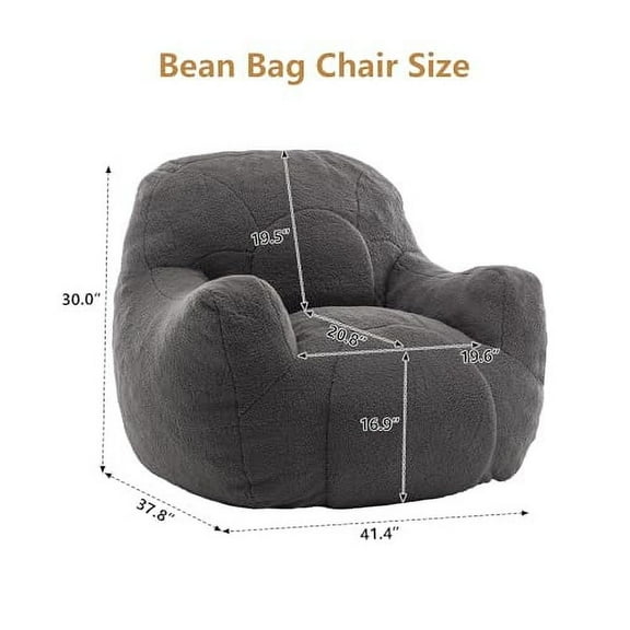 Setawix Bean Bag Chair, Bean Bag Filler with Memory Foam, Fluffy Lazy Bean Bag Sofa with Armrests, Comfy Cozy BeanBag Chair for Adults, Kids and Teens, Dorm, Apartment, Living Room