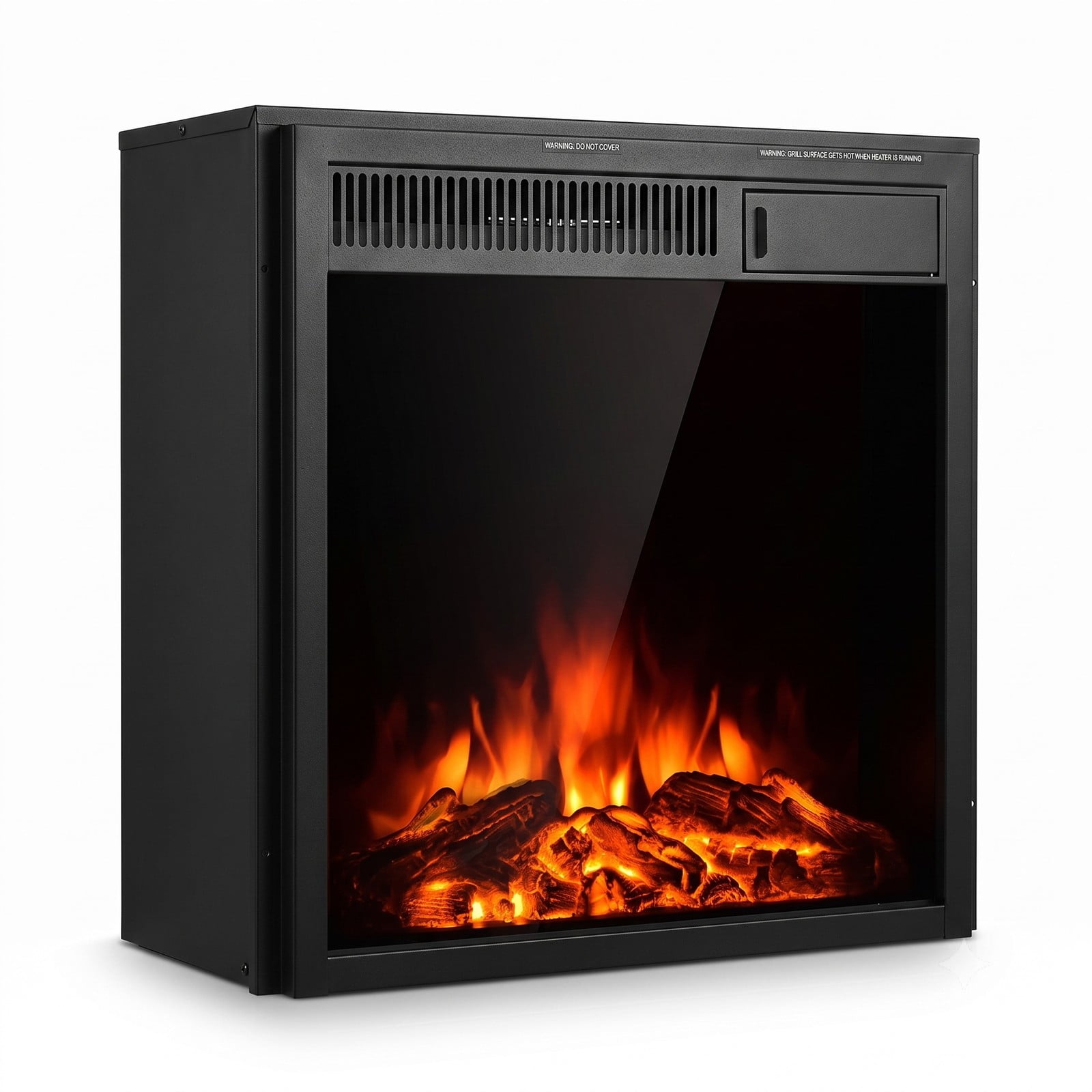 RUIE 22.5 Inch Electric Fireplace Insert Freestanding and Recessed 1500W Wall Heater with Realistic Flames Remote Control and Log Effect for Living Room Black