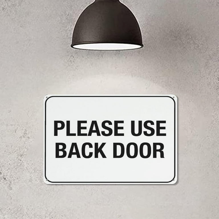 VSafety Please Use Back Door Door Sign - orizzontale - 300 mm x 100 mm