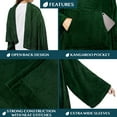 thumbnail image 3 of PAVILIA Emerald Green Fleece Wearable Blanket with Sleeves for Adults Women Men, Soft Warm Full Body Wrap Throw, Sweatshirt Pocket, Cozy Pullover Robe Blanket with Arm, Gifts for Christmas Mom Wife, 3 of 9