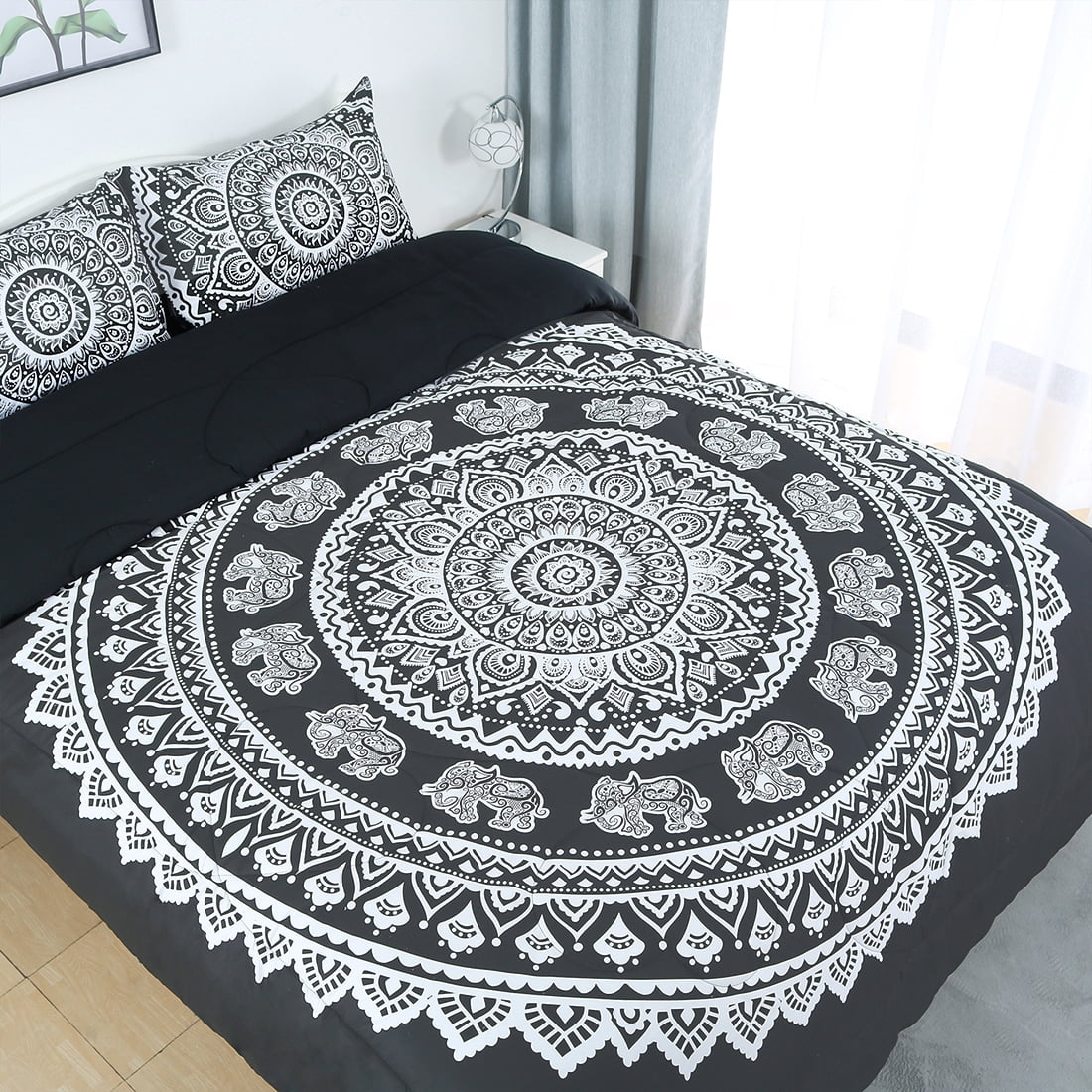 Unique Bargains 3-Piece Bohemian Luxury Polyester Comforter Set 100%Polyester King