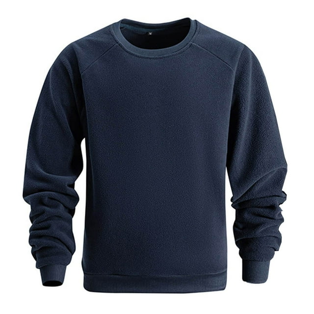 Chandail Décontracté pour Homme en Velours Double Face, Coupe Ample, Col Rond, Uni, Manches Longues, Haut à Enfiler