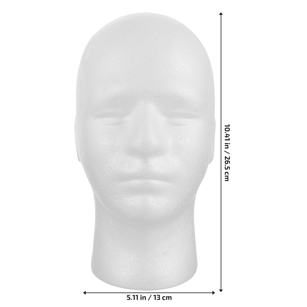 FELTECHELECTR 2Pcs Male Foam Mannequin Head Model White Lightweight Foam Display Stand for Hats Scarves