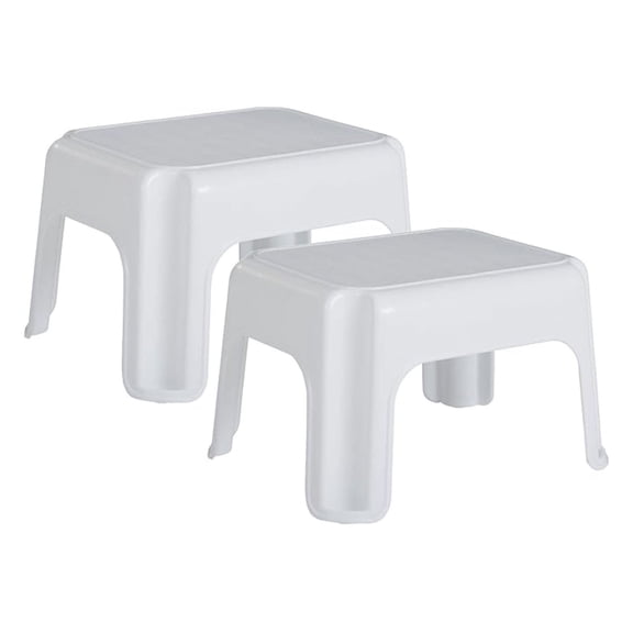 Durable Plastic Roughneck Step Stool w/ 300-LB Weight Capacity, White (2-Pack)