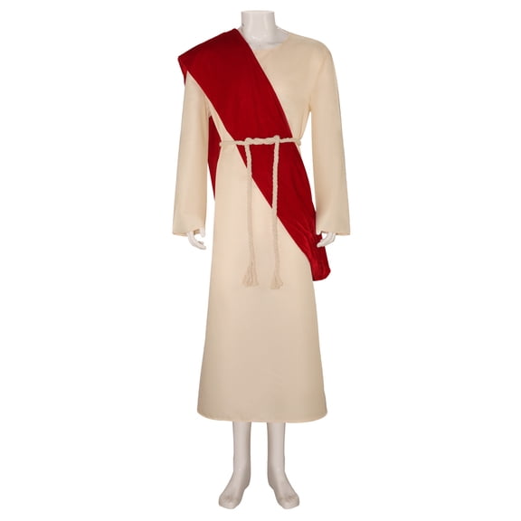 JOANKDMI Biblical Costume Shepherd Tunic Suit for Men with Sash and Rope Belt Halloween Role Play Dress Up Outfit for Stage Performance Theatrical Play Theme Party