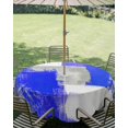 thumbnail image 2 of Navy Blue Grey Oil Painting Outdoor Tablecloth with Umbrella Hole, Abstract Modern Geometric Spillproof Waterproof Outdoor Table Cover, Patio Tablecloths for Party/Garden/Picnic, Round 60 inch, 2 of 9