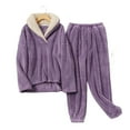 thumbnail image 1 of Pyjama en Polaire Corail pour Femmes Ensemble de Pyjama en Flanelle Doux Vêtements de Détente Chauds 2 Pcs, Gris TG, 1 of 7