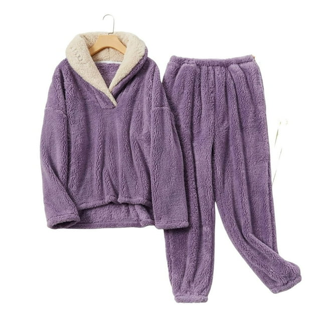 MesaSe Pyjama en Molleton Corail pour Femmes, Flanelle, Tenue de Nuit Douce, Ensemble de Pyjama Chaud, Tenue d'Intérieur, Ensemble de Pyjama 2 Pcs, Gris TG