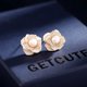 thumbnail image 1 of Pendientes de flores tridimensionales ENTASSER aguja de plata camelia de nácar con circonitas, 1 of 5