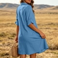 thumbnail image 7 of Kukoosong Women's Collared Button Down Shirt Dress, Casual Loose A Line Mini Tunic Dress, Relaxed Fit 3/4 Sleeve Dress for Summer Beach Wear, 7 of 7