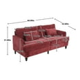 thumbnail image 2 of Modern Loveseat Sofa, Chenille Upholstered 2-Seat Sofa Couch with Rubber Wood Legs and 2 Pillow, Comfy Cloud Sofa Couch for Apartment Bedroom Office Club, Wine Red, 2 of 9