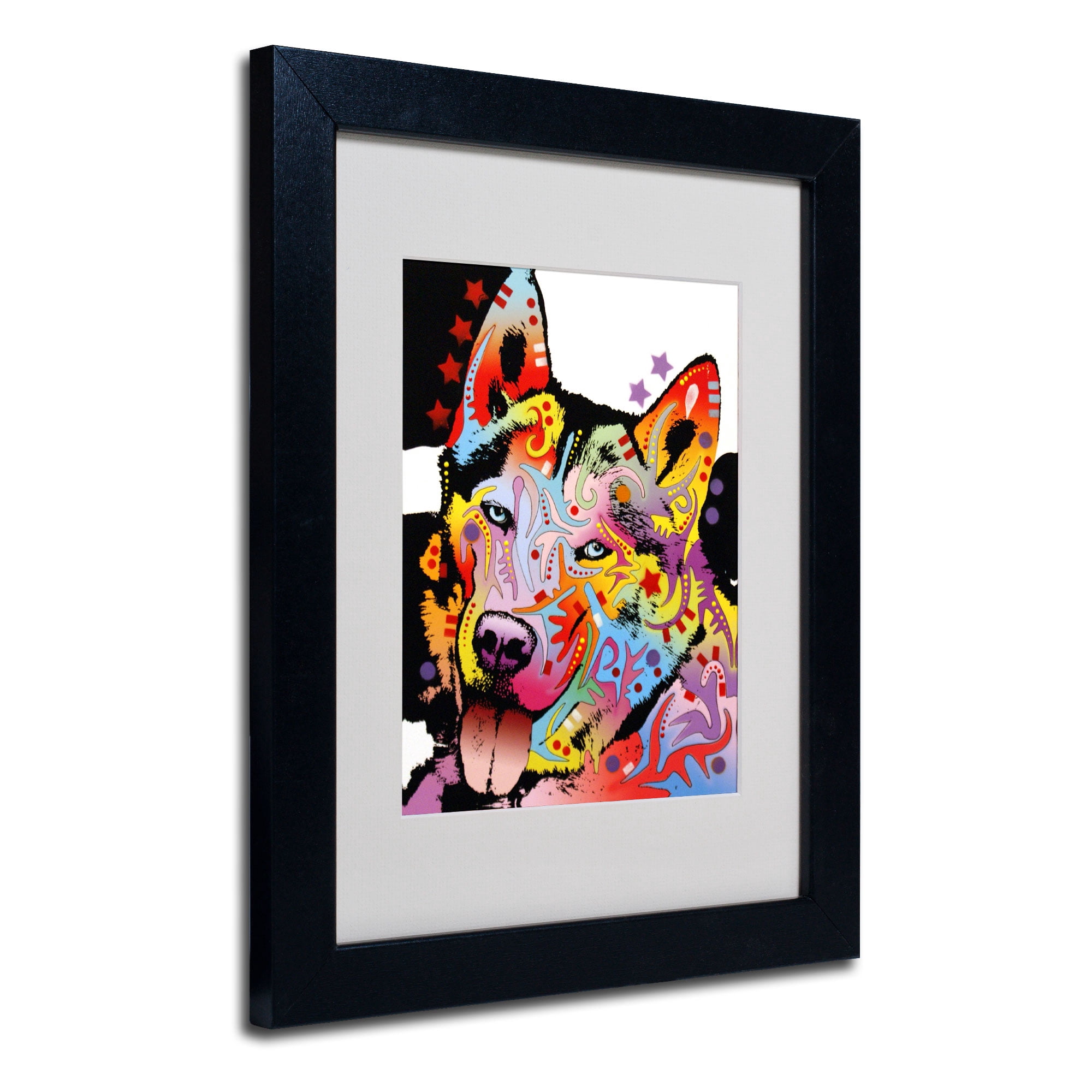 Matted art under acrylic in a black frame