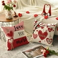 thumbnail image 4 of Valentine''s Day Hugs and Kisses Love You More Throw Pillow Covers, 18 x 18 Inch Valentine Heart Stripes Wedding Cushion Case Decoration for Sofa Couch Set of 4, 4 of 6