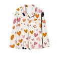 thumbnail image 4 of Diufon Women Pajama Set Valentine's Day Graphic Printed Long Sleeve Button Down Shirts and Pants 2 Piece Outfits, 4 of 6
