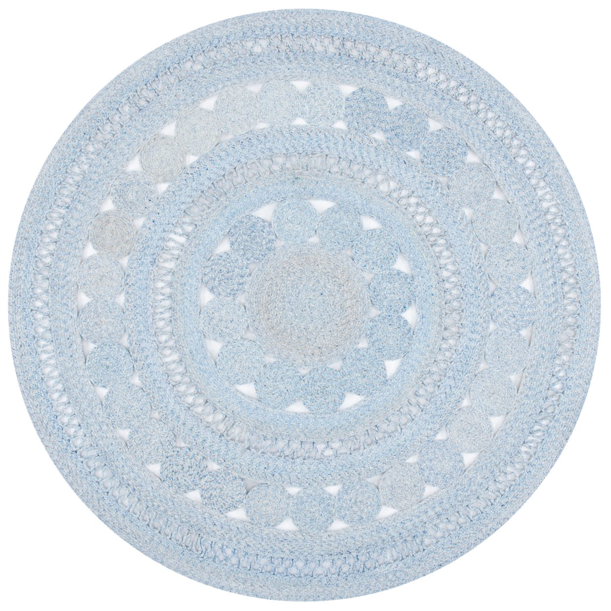 SAFAVIEH Cape Cod Donna Geometric Polyester Area Rug, Blue, 4' x 4' Round