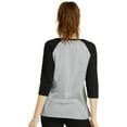 thumbnail image 4 of DailyWear Womens Casual 3/4 Sleeve Plain Baseball Cotton T Shirts BLK/LT.G, Large, 4 of 4