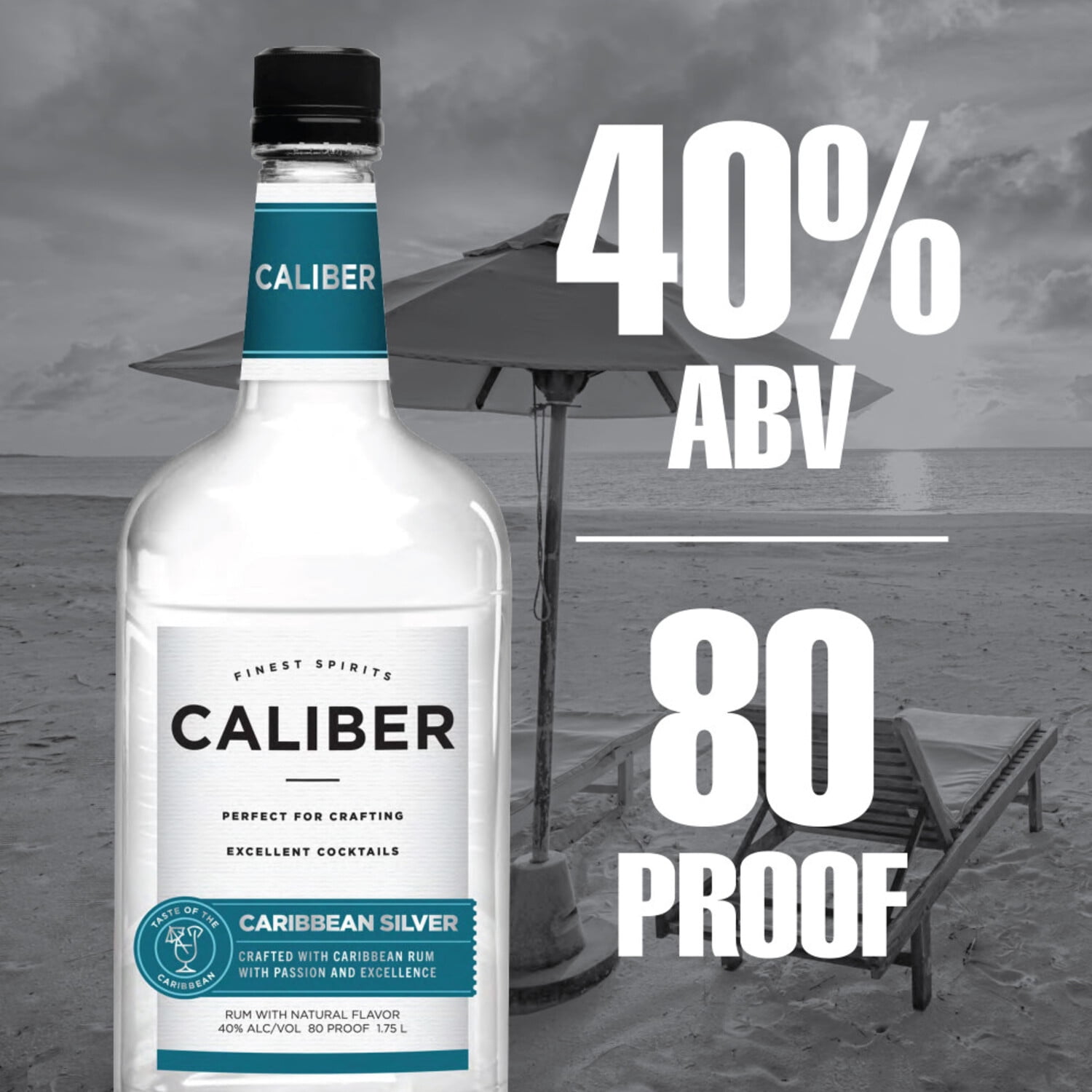 Caliber Light Rum, 1.75 L PET Bottle, 40.0% ABV