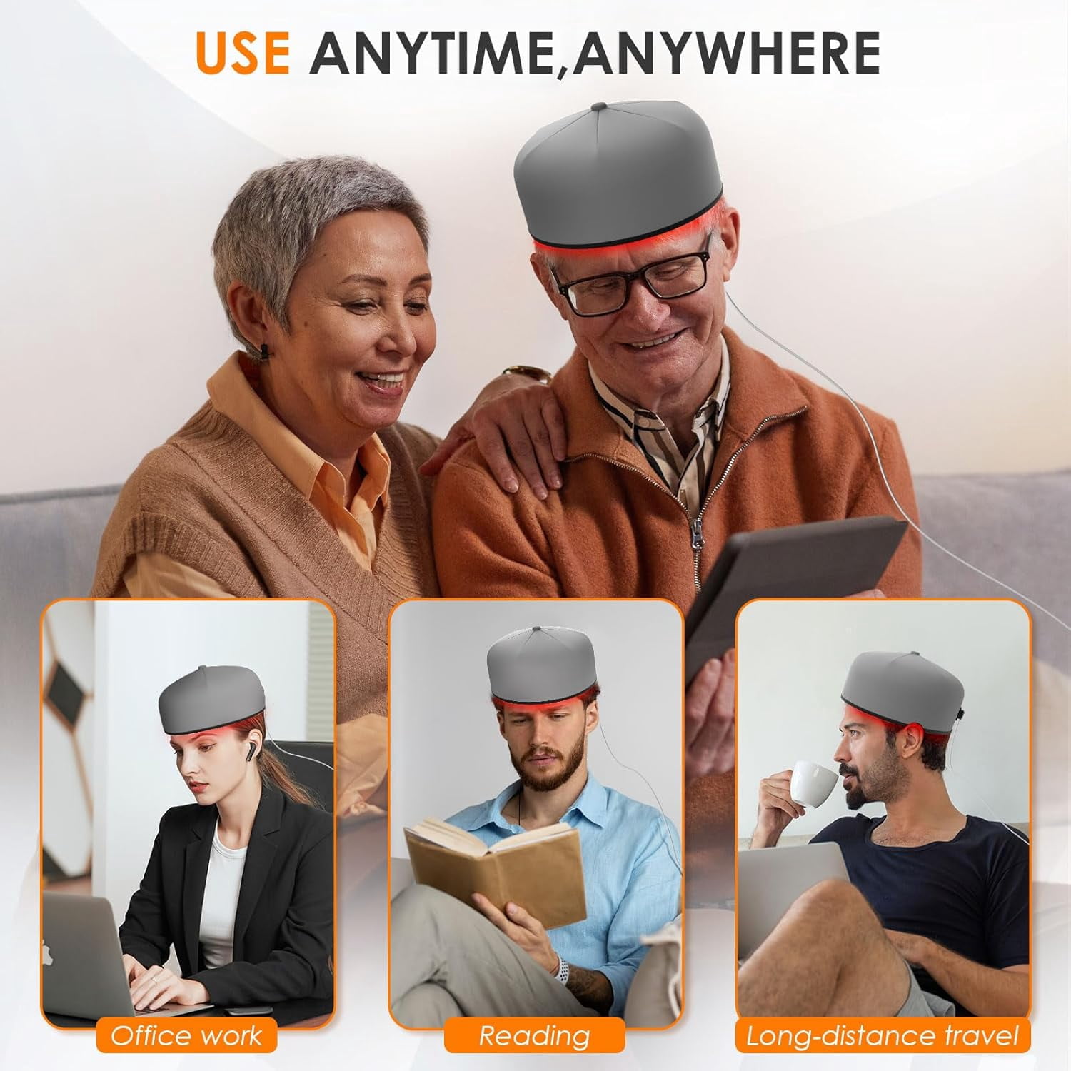 Wearable Scalp Care Helmet with Red & Infrared Light, Hands-Free Light Device with Adjustable Fit for At-Home Hair Wellness Routines, Portable & Rechargeable
