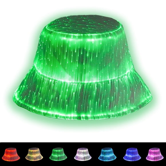 Lumisonata-Sombrero de pescador LED Rave, gorra de pescador iluminada, sombreros de fiesta que brillan en la oscuridad, equipo de Festival EDM recargable por USB, 7 colores