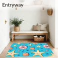 thumbnail image 3 of ODIKA 3'x5' Machine Washable Non-Slip Area Rug, Seashell Starfish Needlework DIY High Traffic Rug with Pad, Blue, 618774, 3 of 8